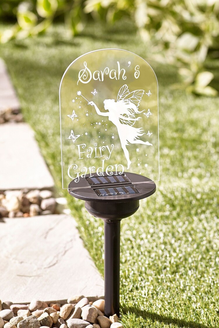 Natural Personalised Solar Fairy Garden Sign by Loveabode - Image 2 of 2