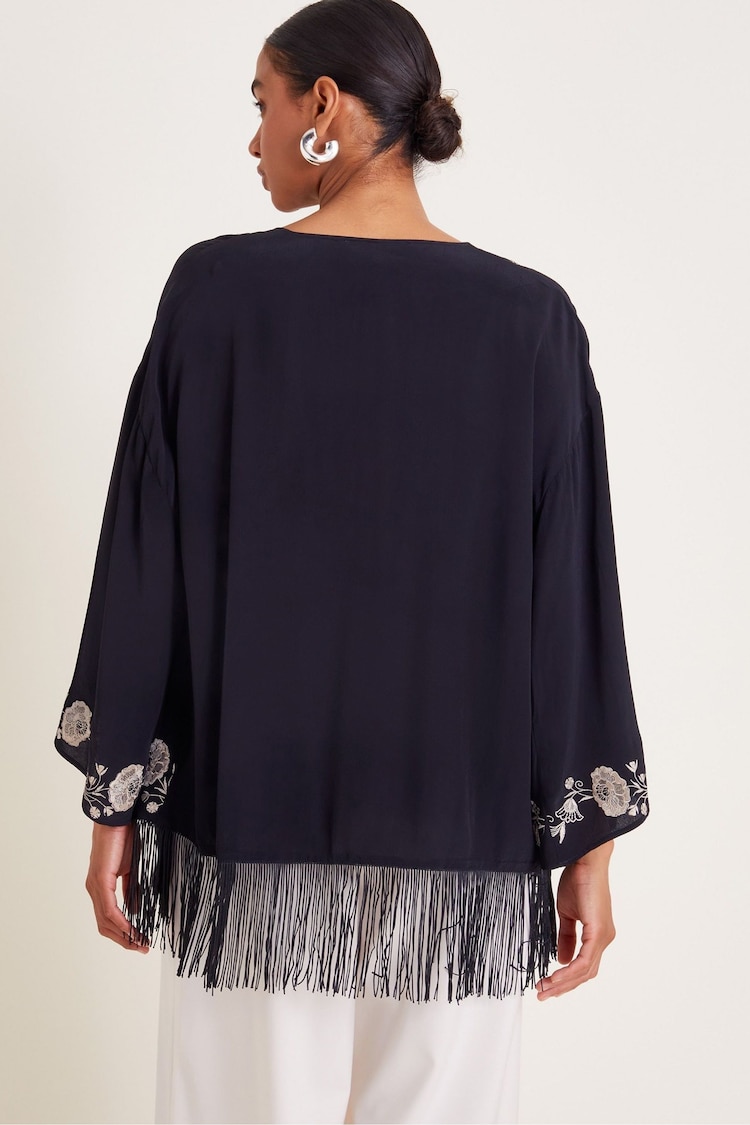 Monsoon Black Erin Embroidered Fringe Jacket - Image 2 of 5