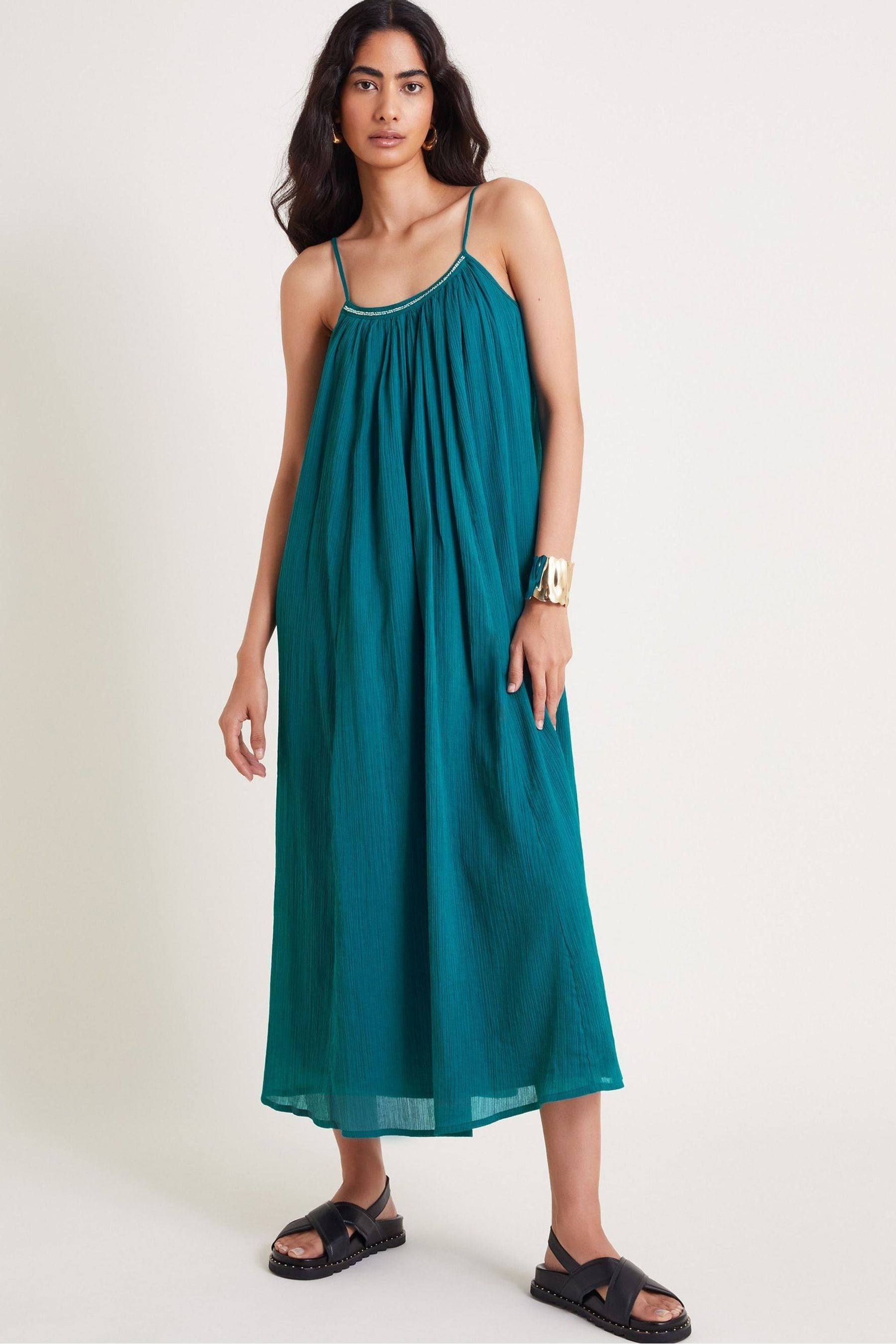 Buy Monsoon Blue Becky Sleeveless Beaded Midi Dress from Next Luxembourg
