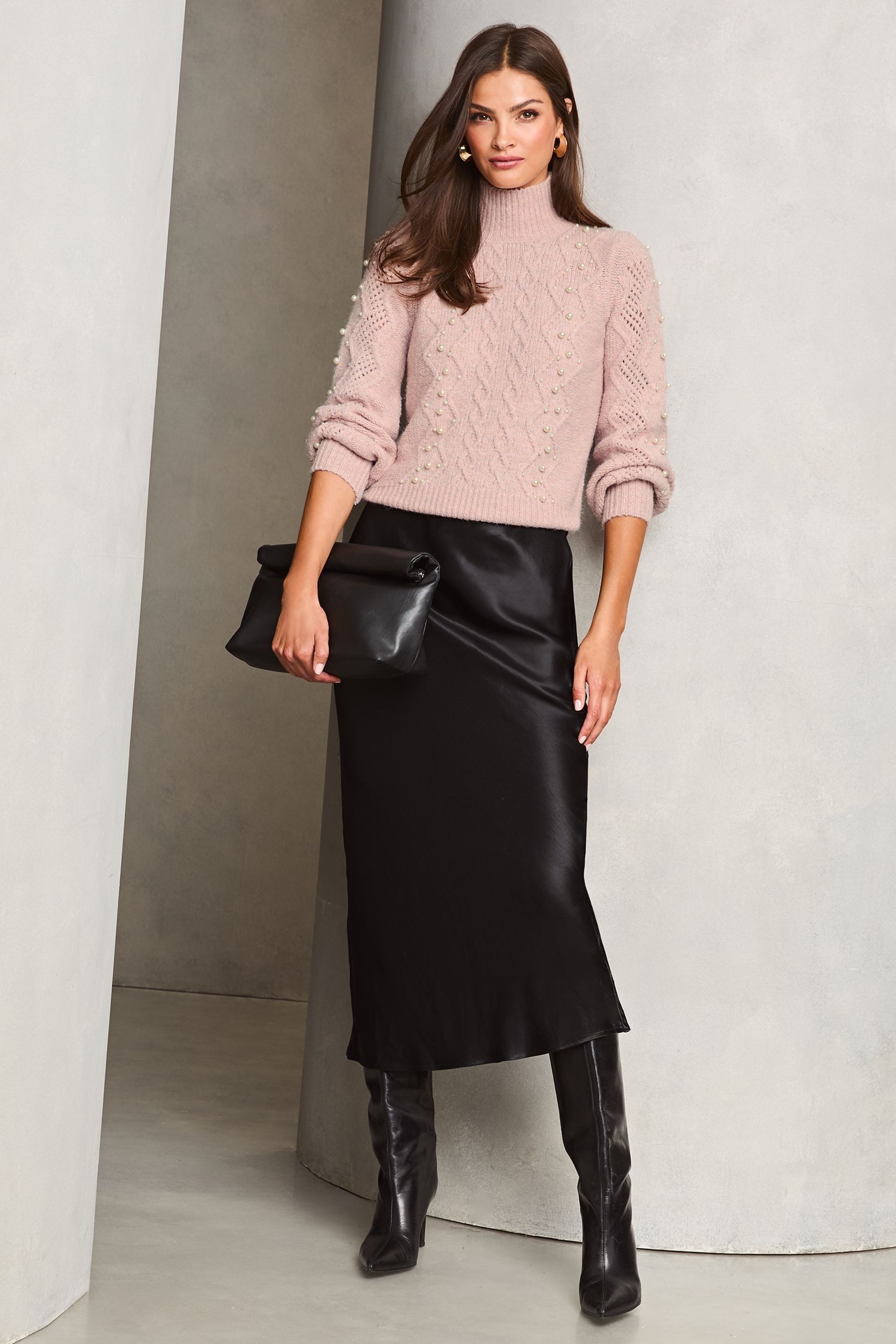 Lipsy Pearl Cable Knit Jumper