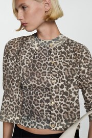 Mango Cream Leopard Print Knitted LIghtweight Cardigan - Image 5 of 7