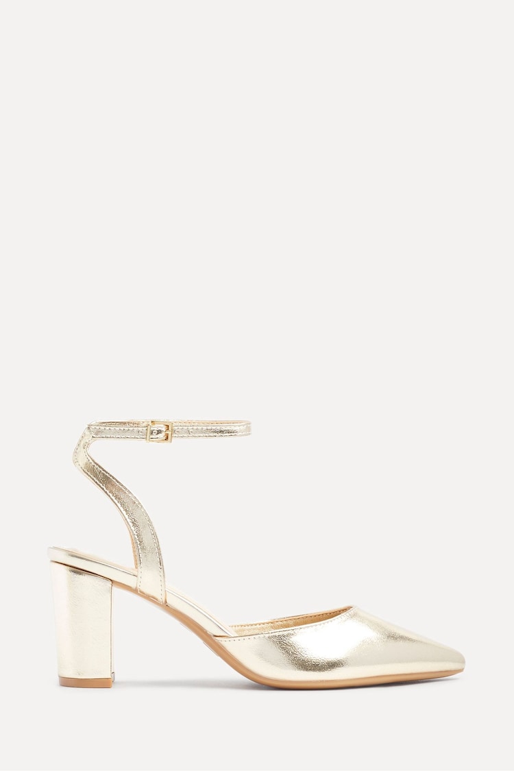 Linzi Gold Rendall Wide Fit Open Back Court Block Heels - Image 2 of 6