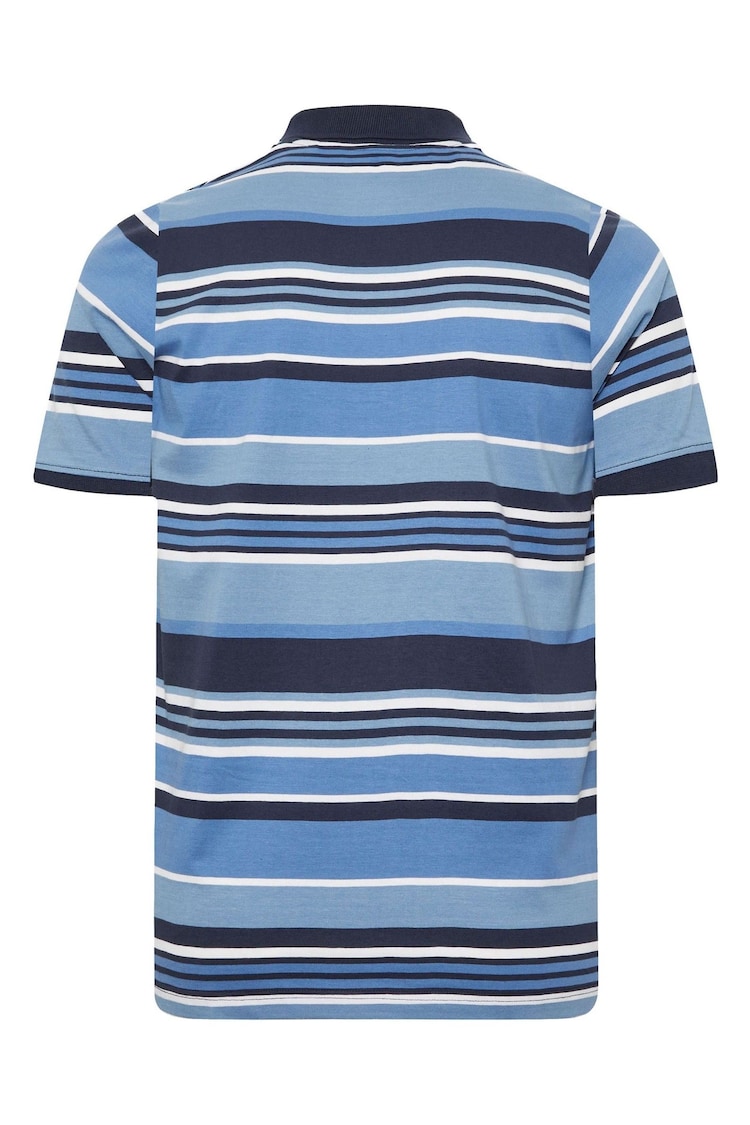 BadRhino Big & Tall Blue Striped Polo Shirt - Image 3 of 3