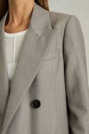 Reiss Grey Darla Wool Oversized Double-Breasted Blazer - Image 4 of 6