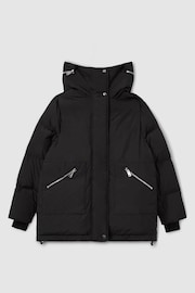 Reiss Black Lexie Concealed-Hood Puffer Coat - Image 2 of 9