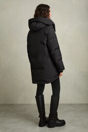 Reiss Black Lexie Concealed-Hood Puffer Coat - Image 6 of 9