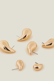 Accessorize Gold Tone Drop Curve Earrings 3 Pack - Image 1 of 3