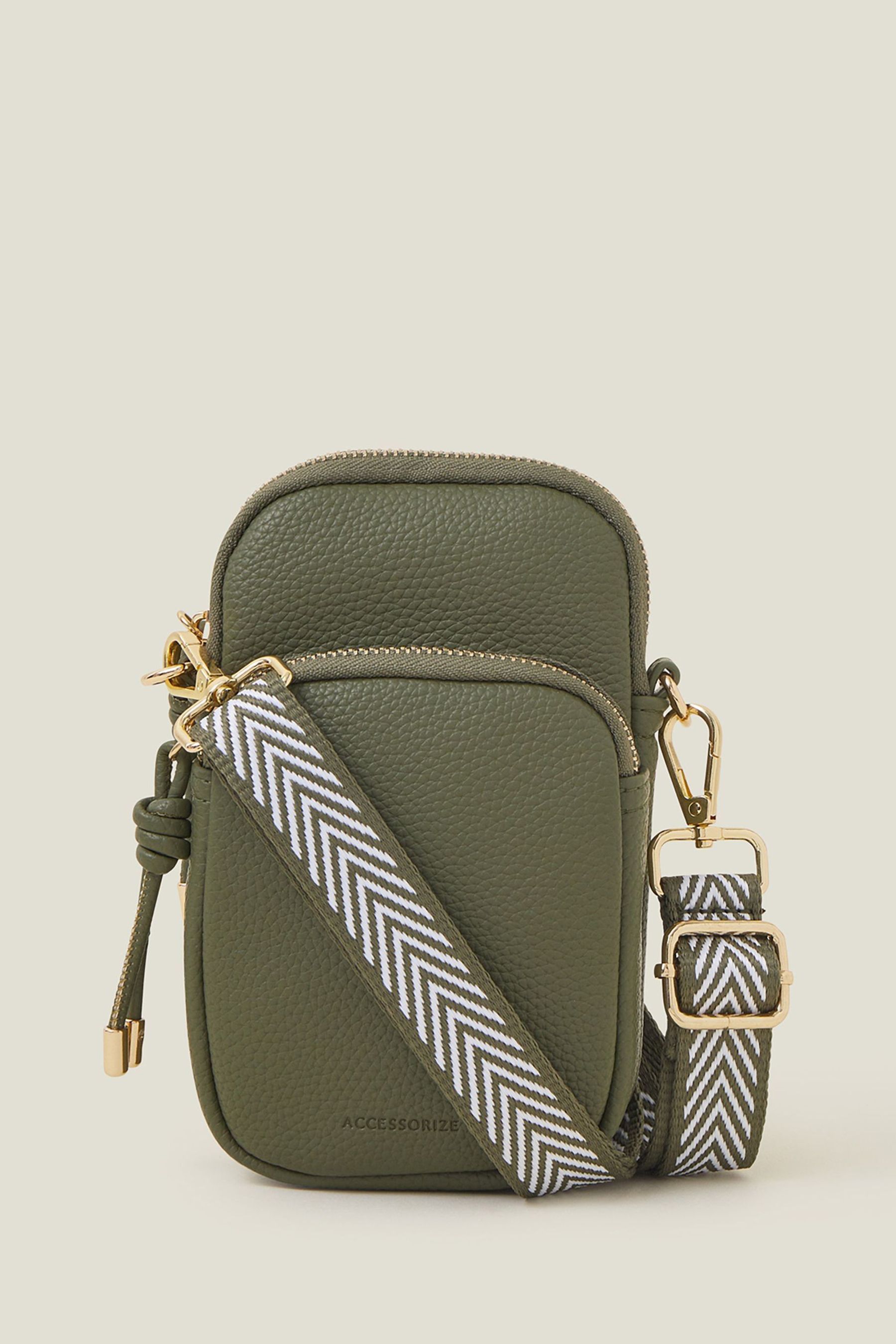 Accessorize Green Webbing Strap Phone Bag