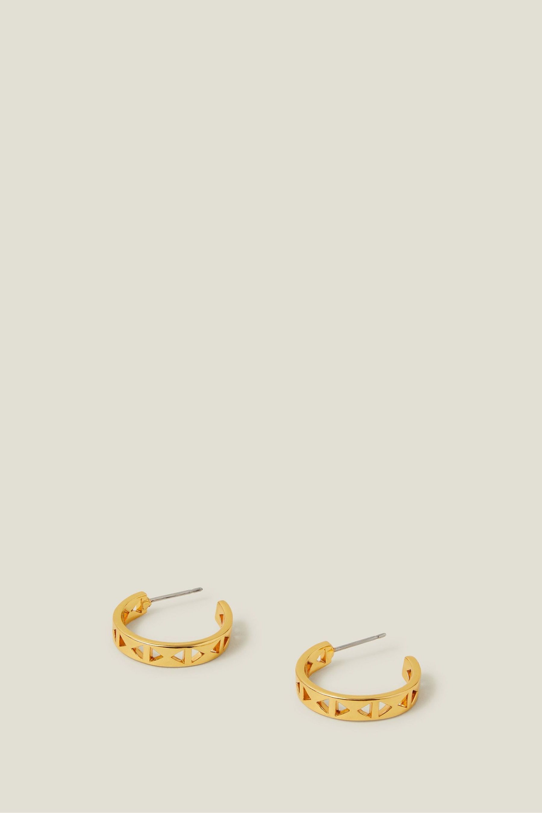 Accessorize Gold Tone 14ct Cut Out Hoops Earrings