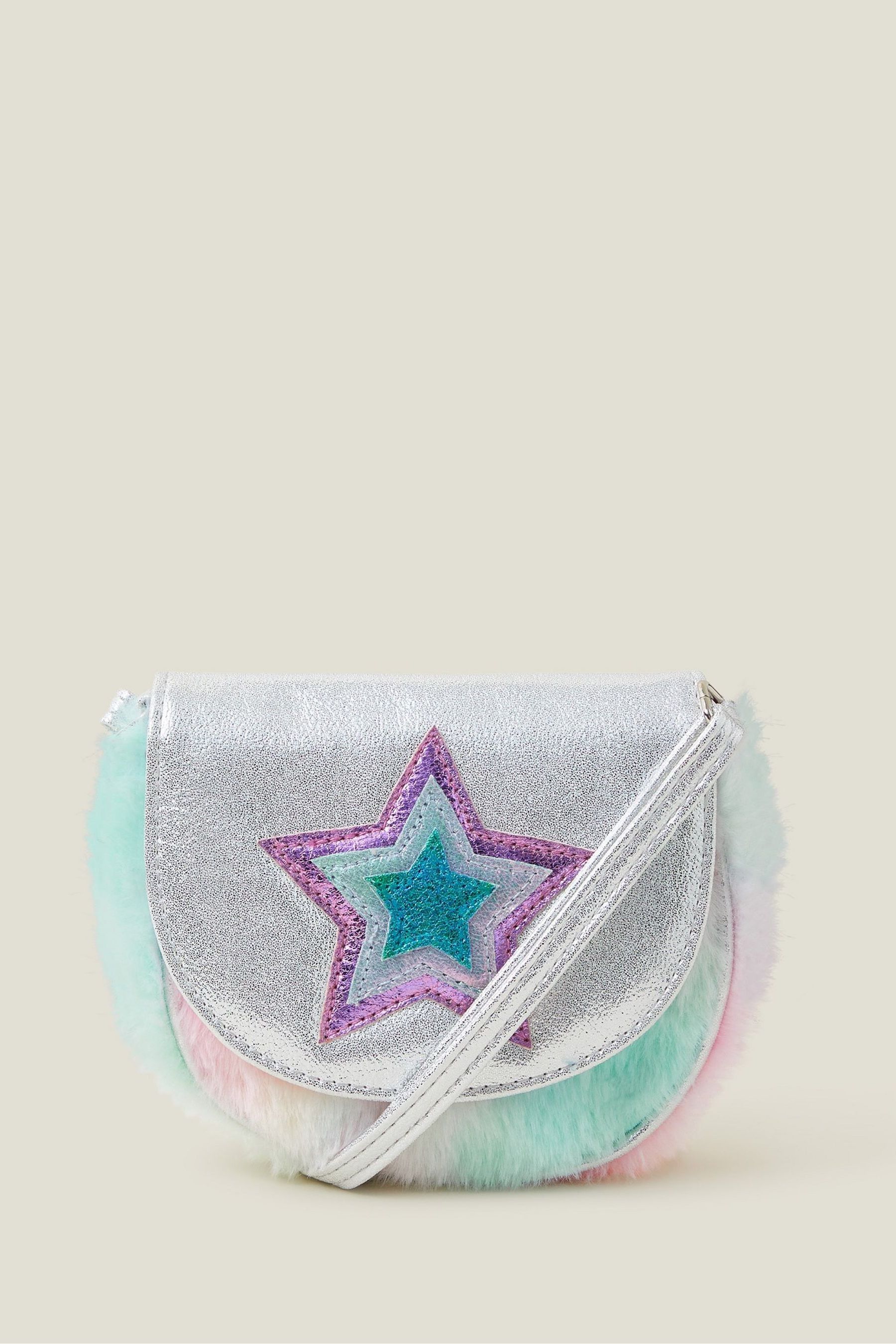 Angels By Accessorize Pink Star Faux Fur Crossbody Bag