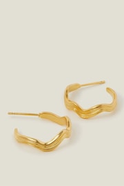 Accessorize Gold Tone 14ct Wavy Hoop Earrings - Image 1 of 2