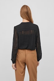 VILA Black Button Down Long Sleeve Jersey Lace Blouse - Image 3 of 5