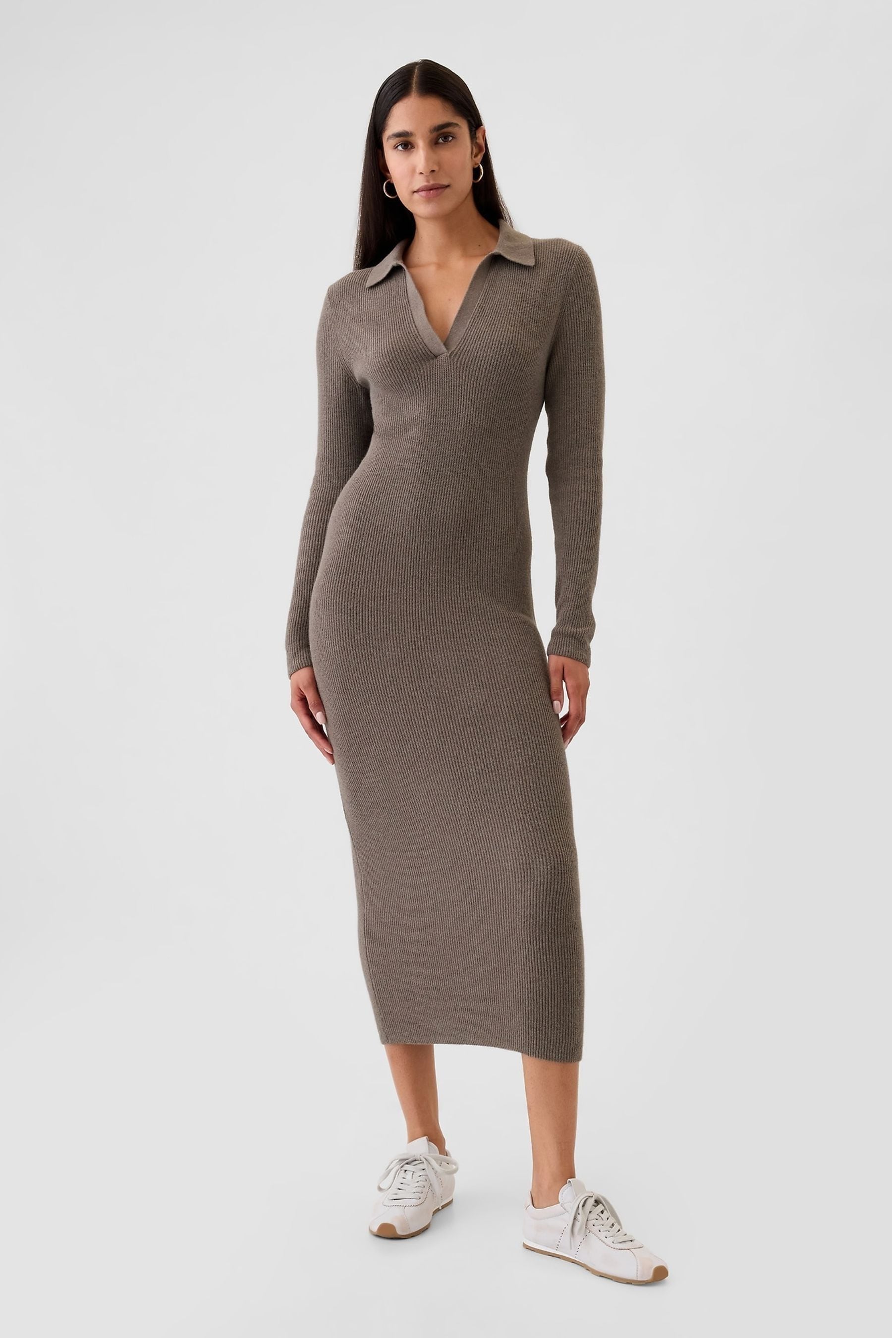 Buy Gap Light Brown CashSoft Rib Midi Polo Jumper Dress from the Next UK online shop