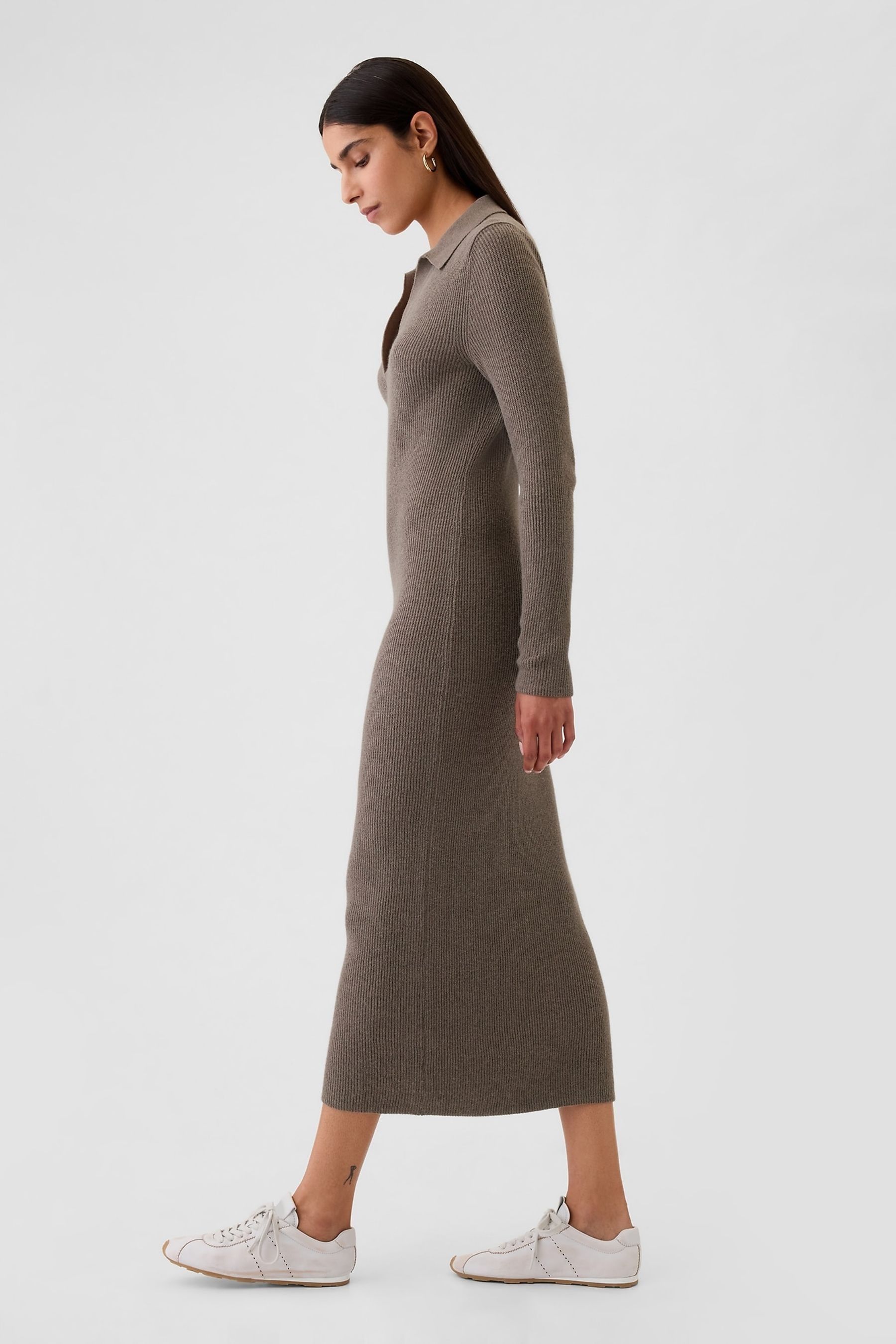 Buy Gap Light Brown CashSoft Rib Midi Polo Jumper Dress from the Next UK online shop