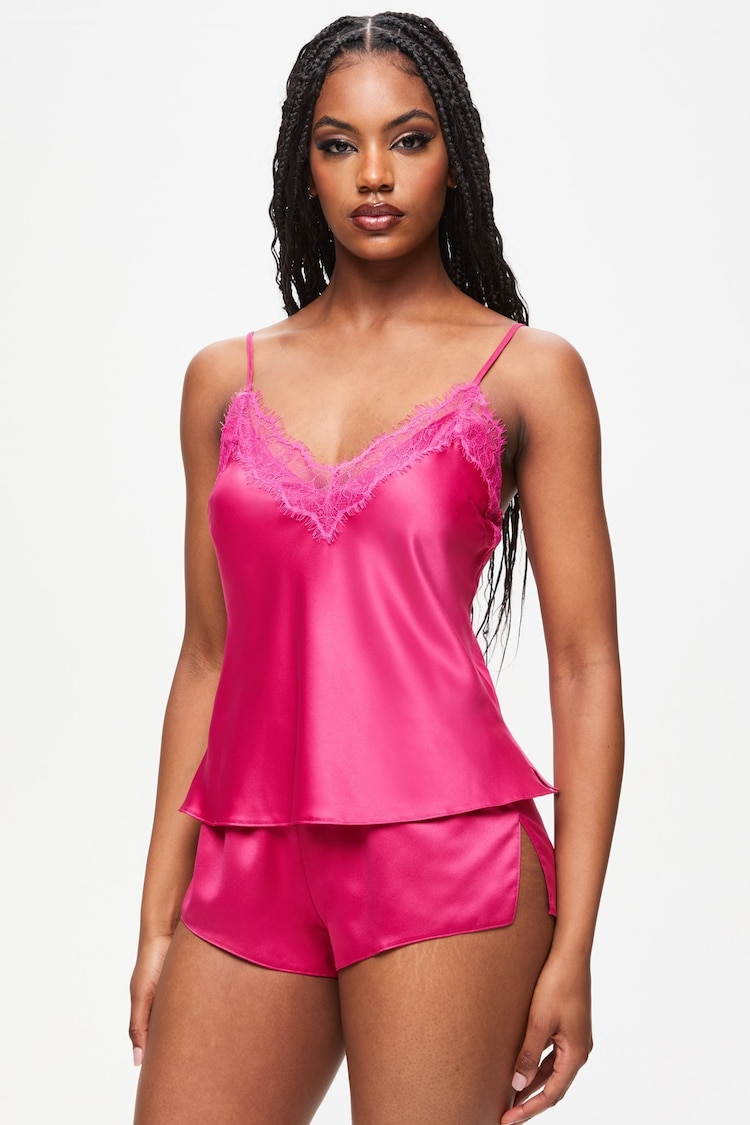 Ann Summers Pink Cerise Lace And Satin Cami Set - Image 1 of 5