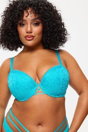 Ann Summers Blue Lasting Lover Mesh And Lace Padded Plunge Bra - Image 5 of 6