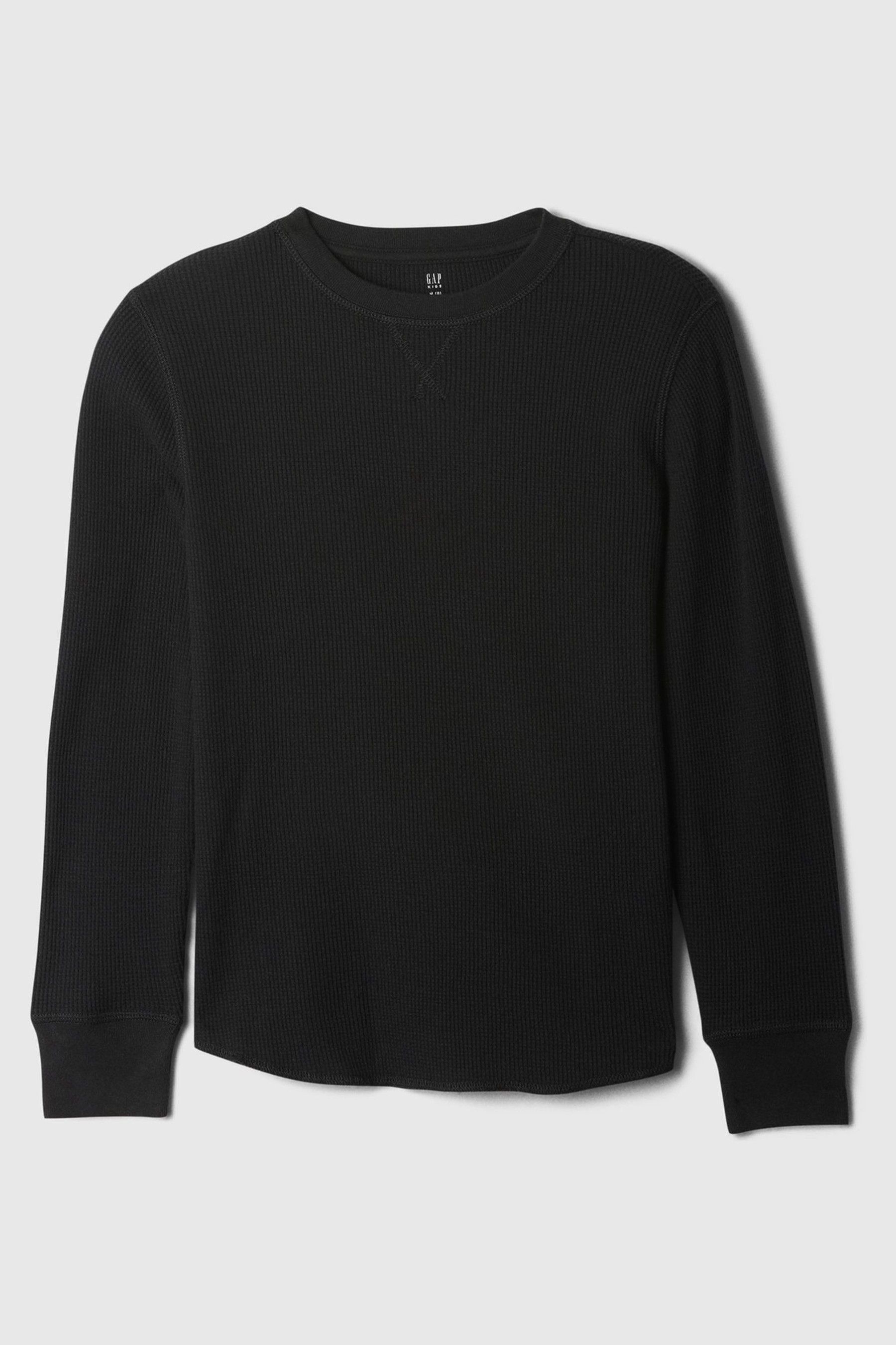 Buy Gap Black Waffle Knit Long Sleeve Crew Neck T Shirt 4 13yrs from the Next UK online shop