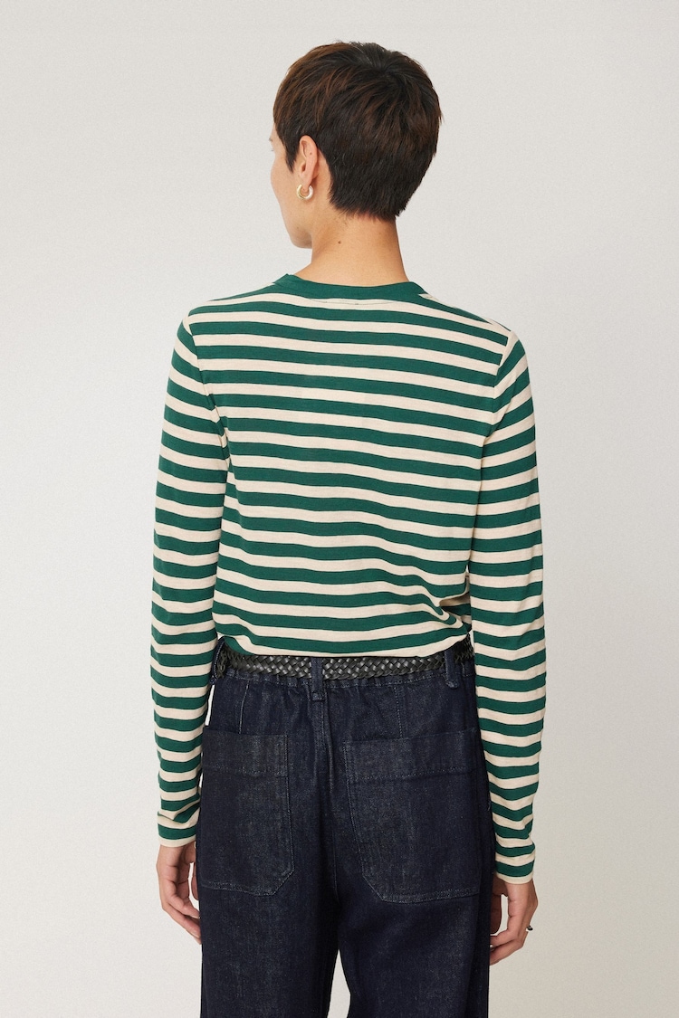 Jigsaw Green 100% Cotton Slub Stripe T-Shirt - Image 2 of 6