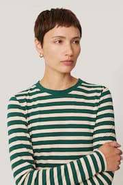 Jigsaw Green 100% Cotton Slub Stripe T-Shirt - Image 5 of 6