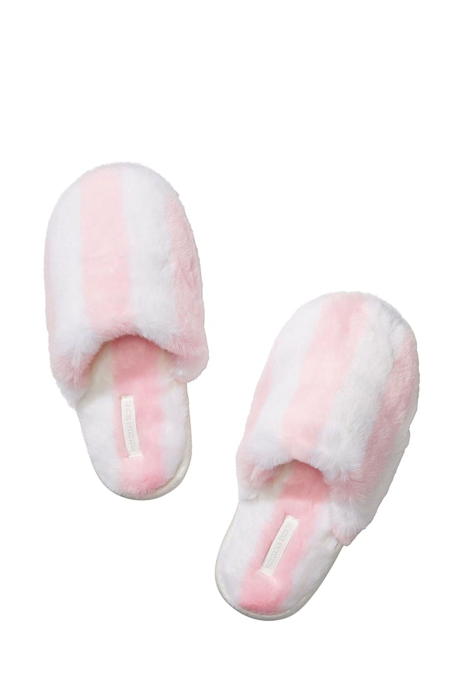 Buy Victoria s Secret Pink Iconic Stripe Faux Fur Slippers from Next Luxembourg