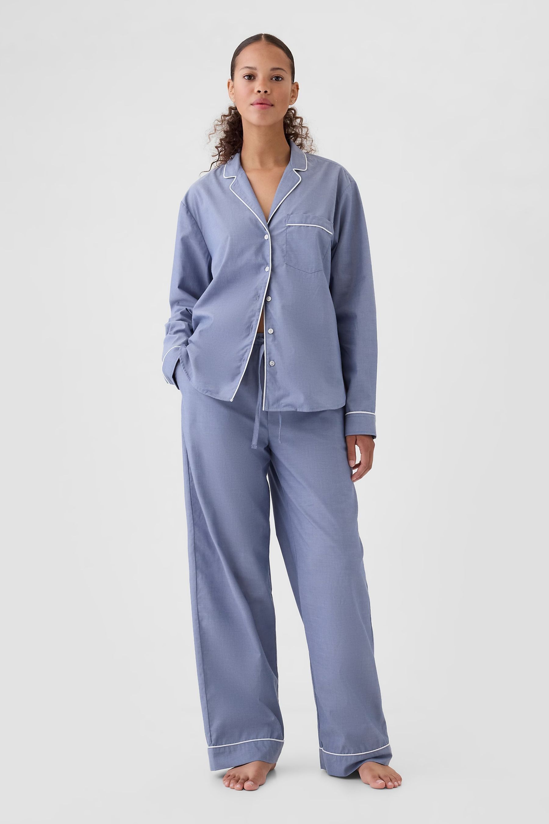 Buy Gap Blue 100 Cotton Poplin Pyjama Bottoms from the Next UK online shop