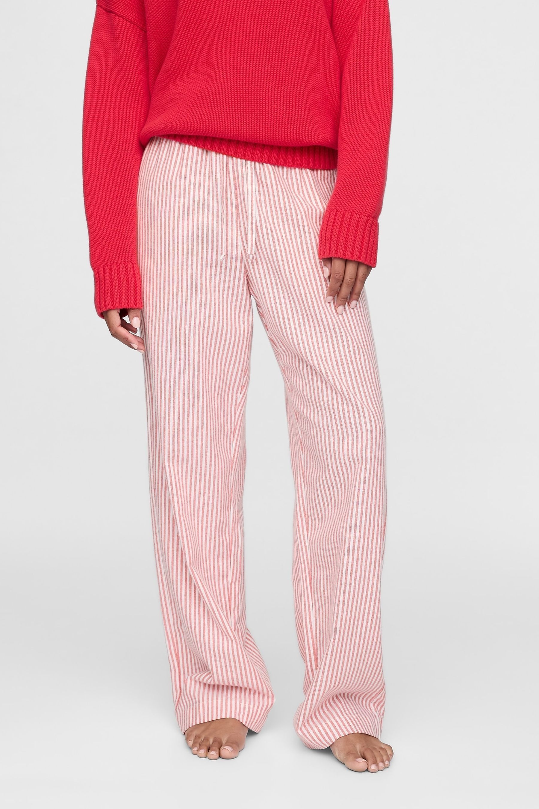 Gap Red Matching Family Christmas 100 Cotton Stripe Pyjama Bottoms
