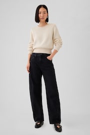 Gap Cream Soft Cotton Shrunken Roll Neck Jumper - Image 3 of 5