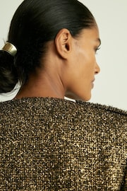 Reiss Gold Wynee Metallic Knit Cropped Jacket - Image 5 of 8