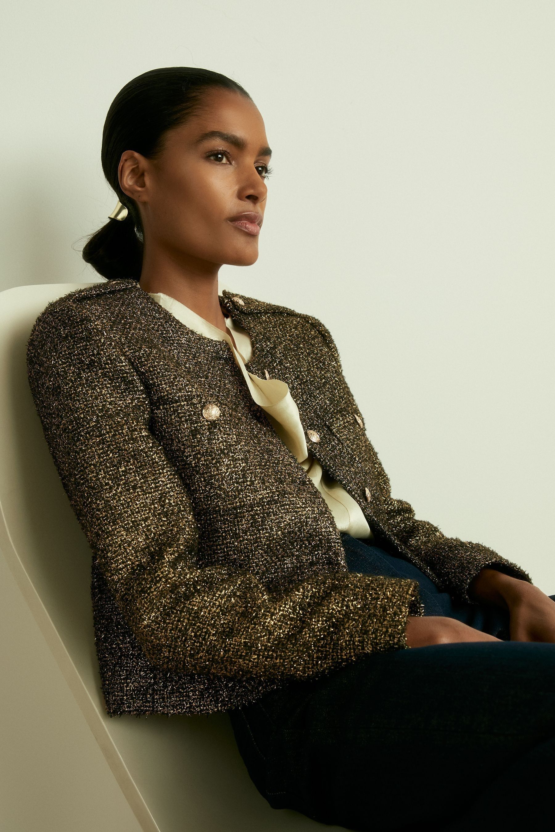 Gold cropped jacket new arrivals
