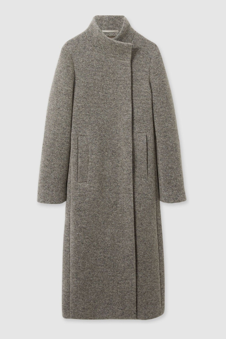 Reiss Grey Dahlia Knitted Funnel-Neck Coat - Image 2 of 7