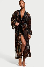 Victoria's Secret Black Leopard Burnout Long Robe - Image 1 of 3