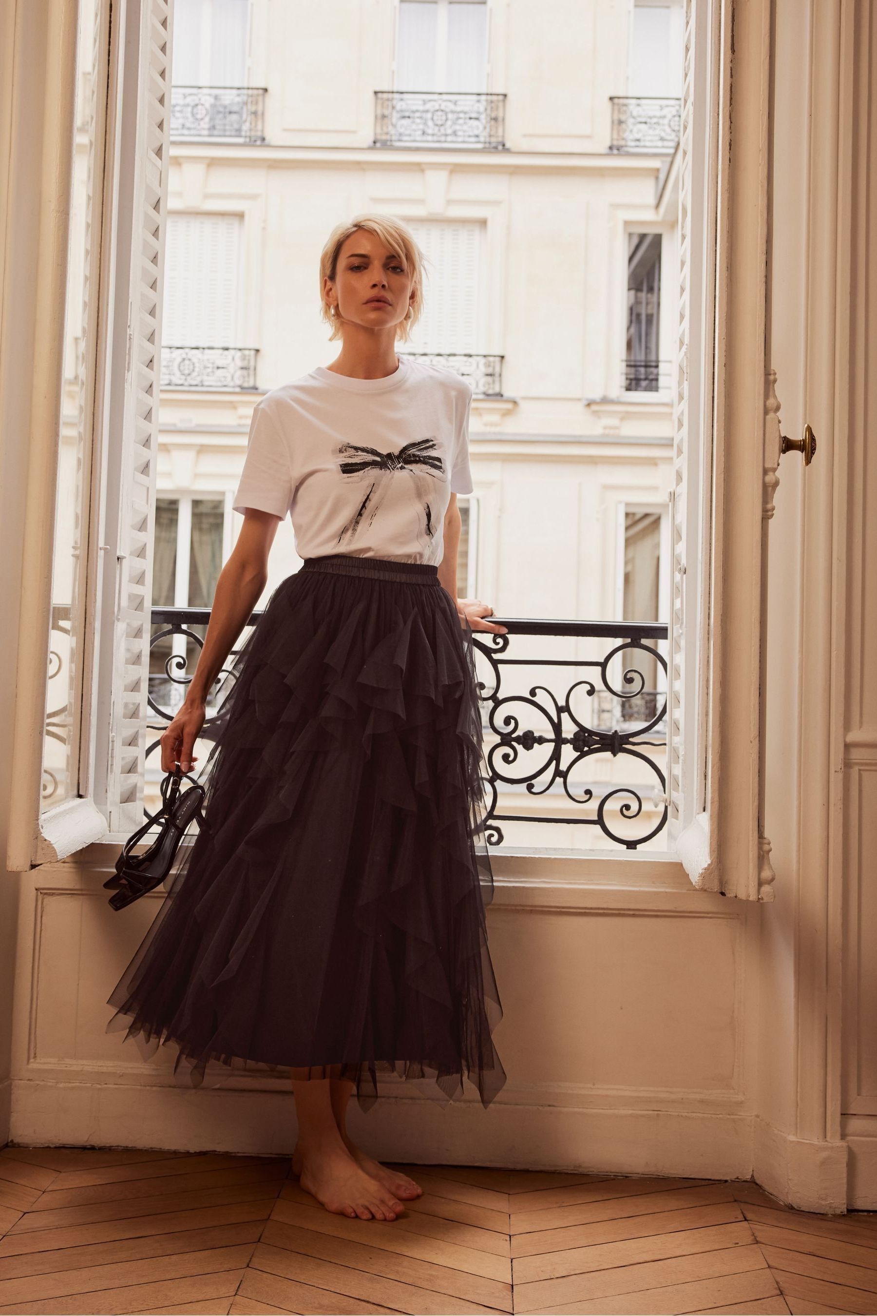 Buy Mint Velvet Black Tulle Maxi Skirt from Next Australia