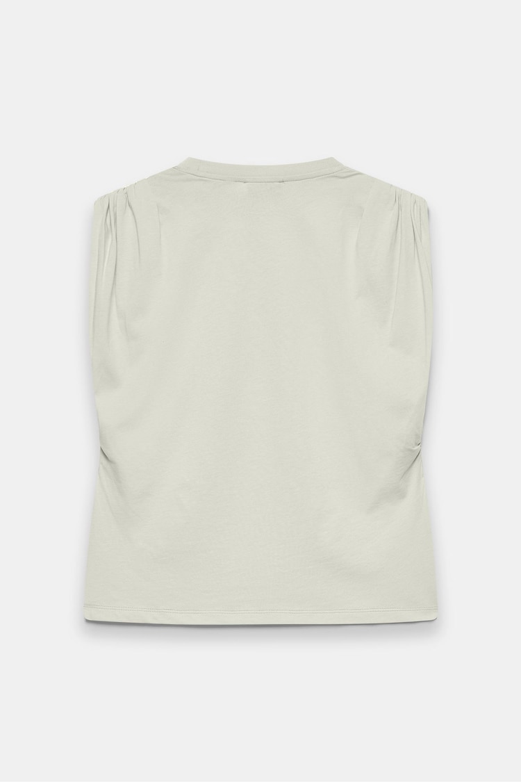 Mint Velvet Green Ruched Shoulder 100% Cotton T-Shirt - Image 4 of 4