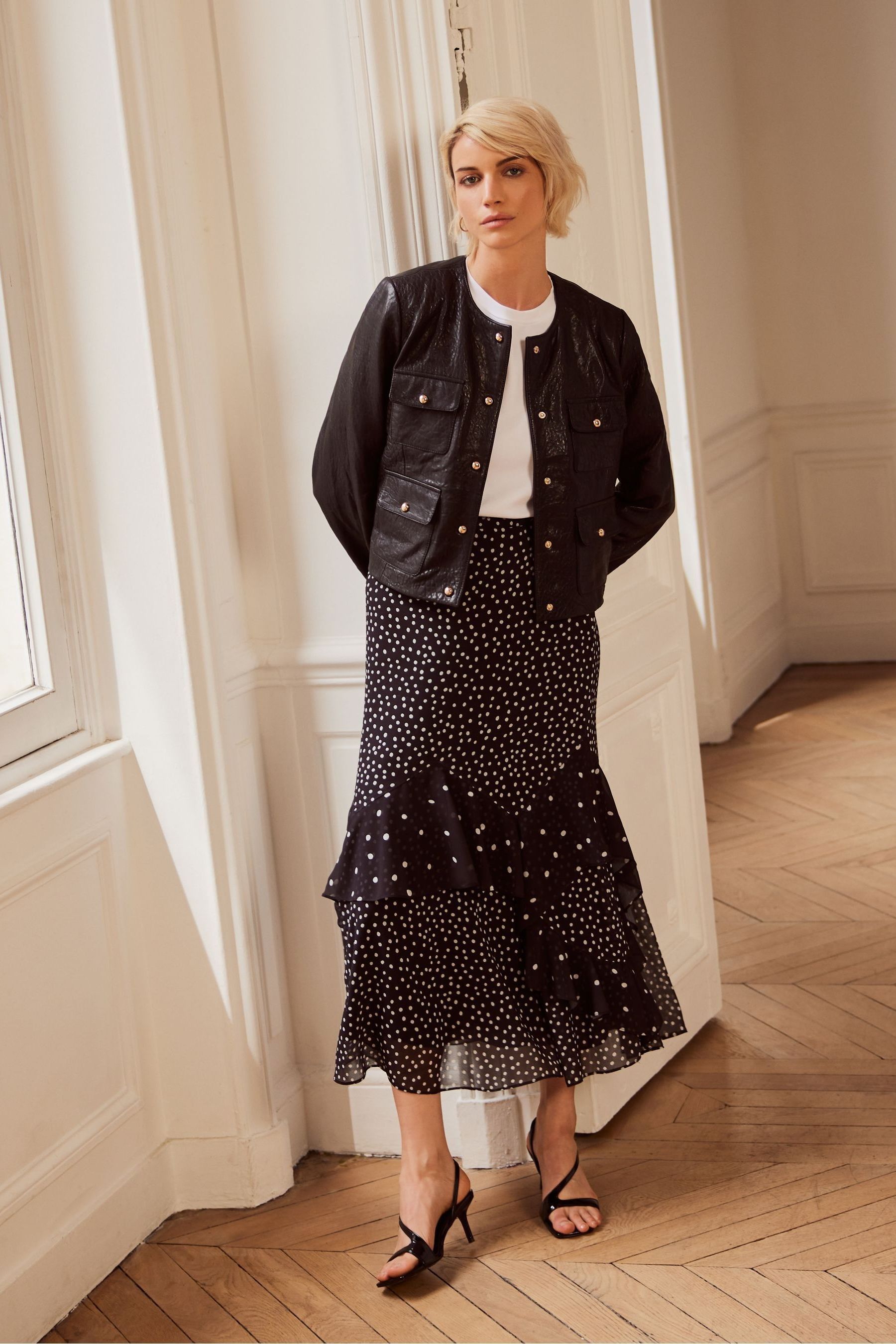 Buy Mint Velvet Black Polka Dot Print Maxi Skirt from Next Canada
