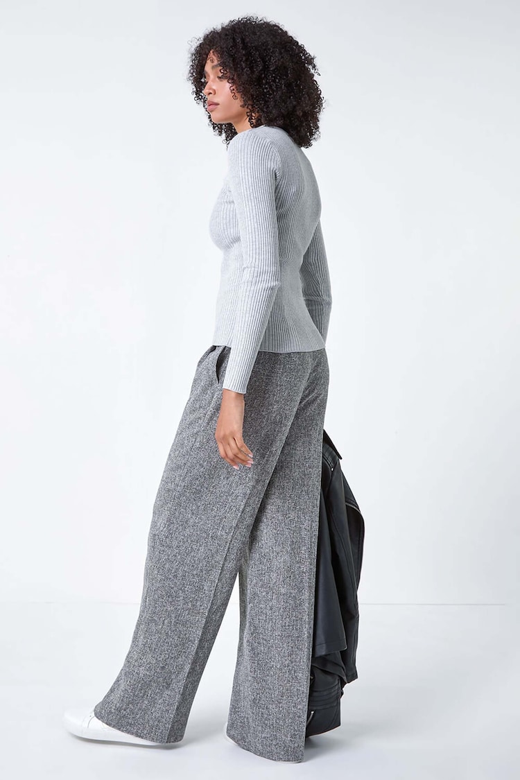 Roman Grey Soft Ribbed Stretch Knit Jumper - Image 2 of 5