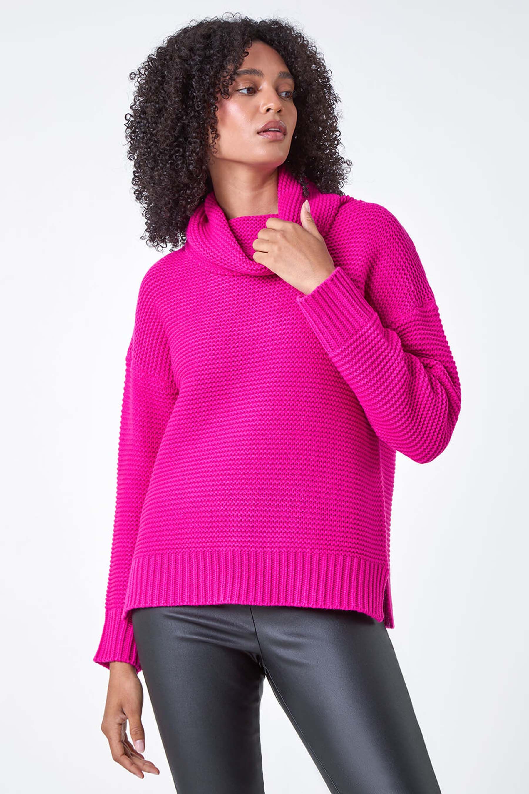 Buy Roman Pink Textured Cowl Neck Jumper from the Next UK online shop