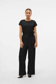 VERO MODA Black Short Sleeve Jersey Belted Jumpsuit - Image 5 of 10