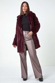 Roman Red Faux Fur Longline Coat - Image 2 of 5