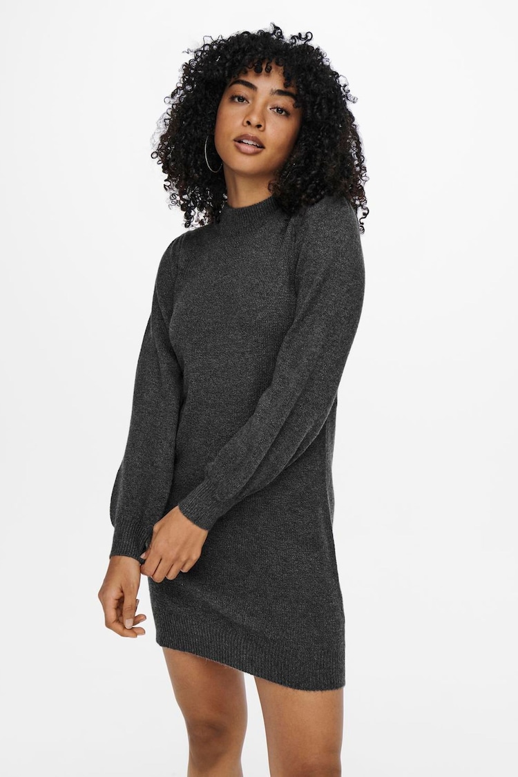 JDY Grey High Neck Knitted Jumper Dress - Image 1 of 5