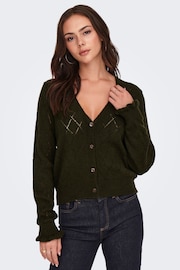 JDY Green Structured Knitted Cardigan With Frill Sleeves - Image 4 of 6