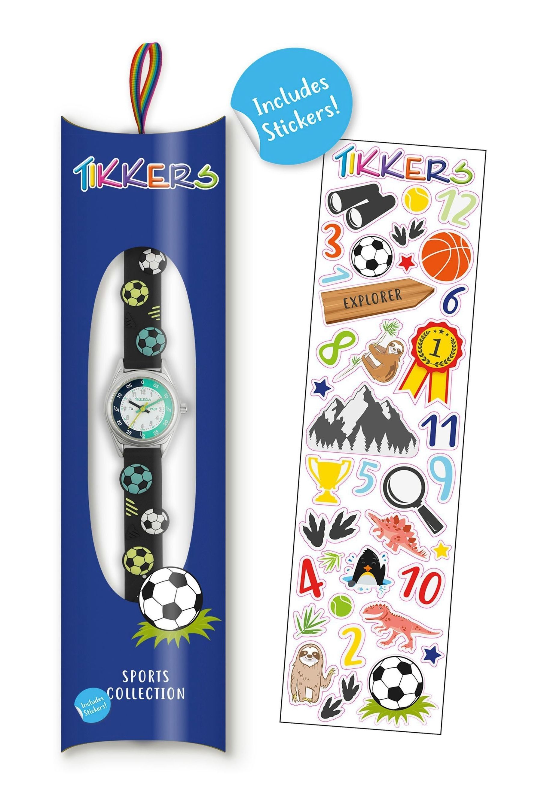 Buy Tikkers Blue Time Teacher 3D Navy Football Silicone Strap Watch from the Next UK online shop
