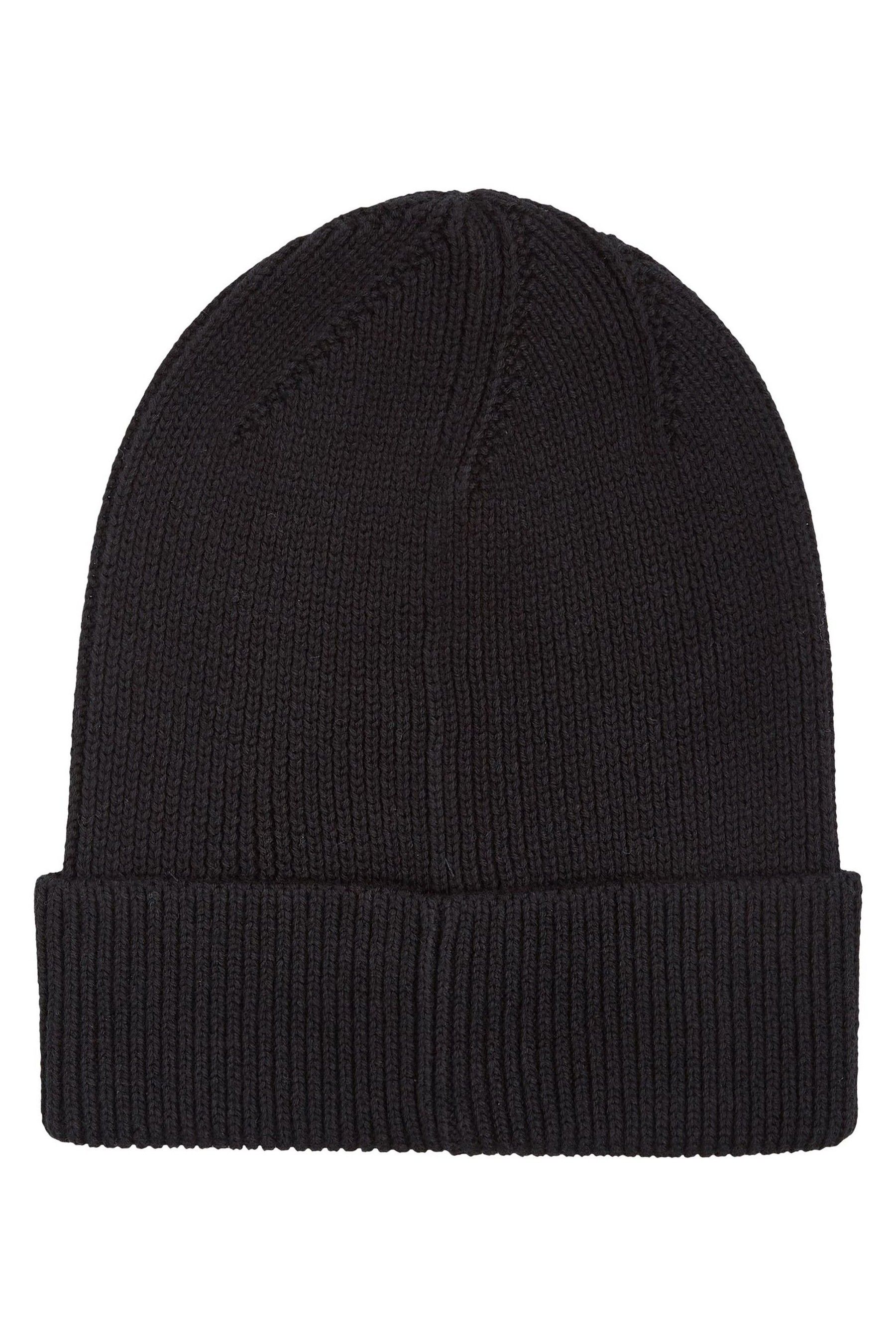 Tommy Hilfiger Black Elongated Flag Beanie one Womens