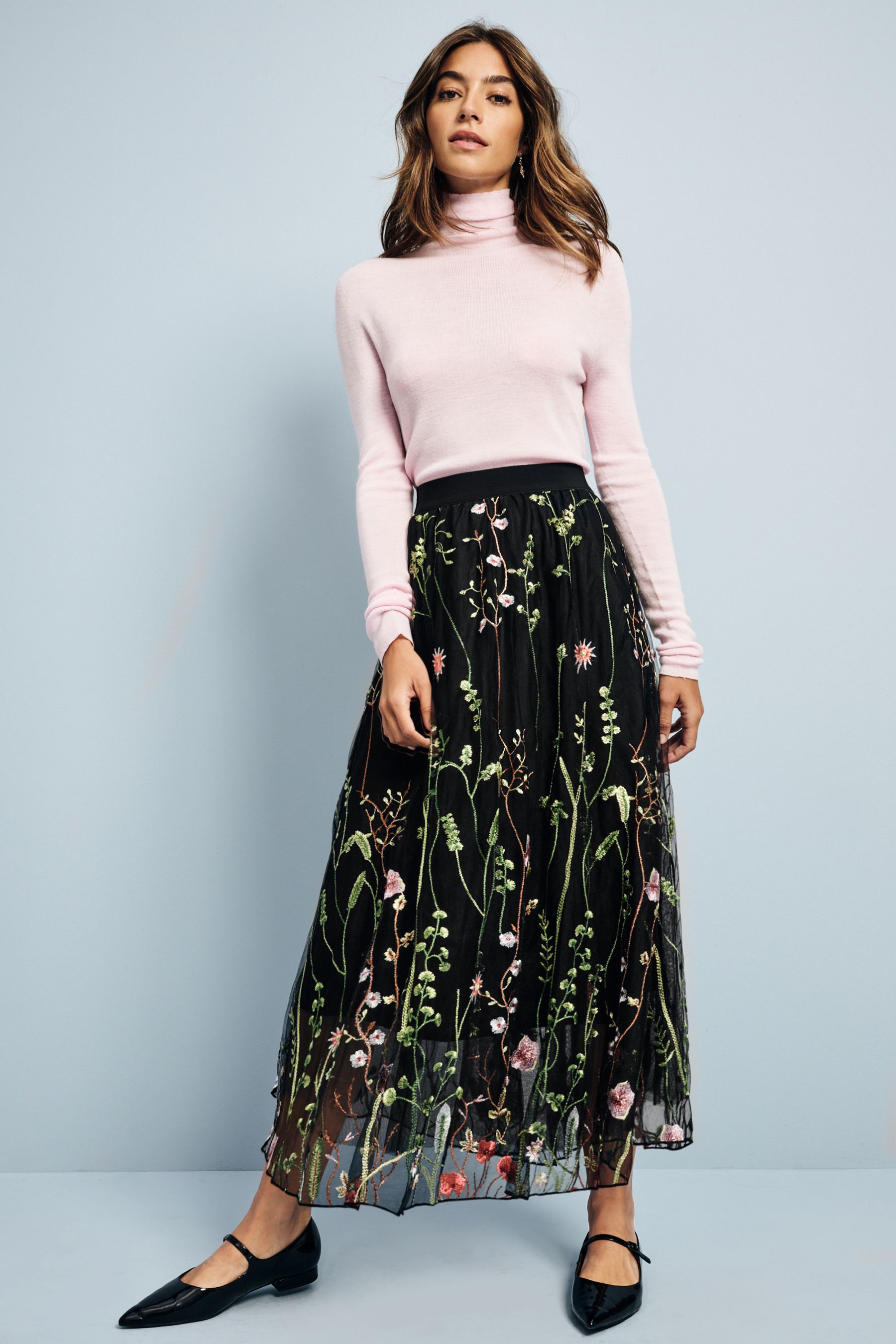 Mesh embroidered skirt outlet