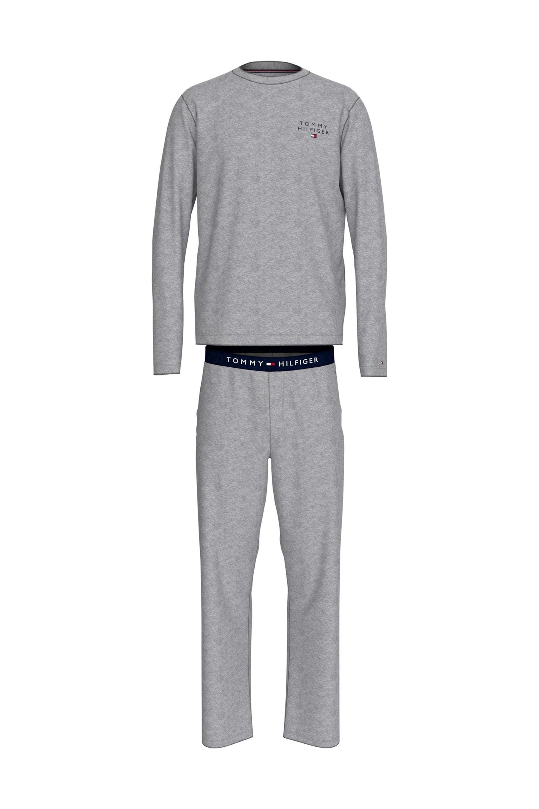 Tommy Hilfiger Grey Long Sleeved Jersey 100 Cotton Pyjamas Set