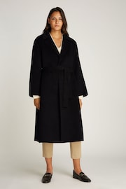 Calvin Klein Black Wool Long Wrap Coat - Image 1 of 5