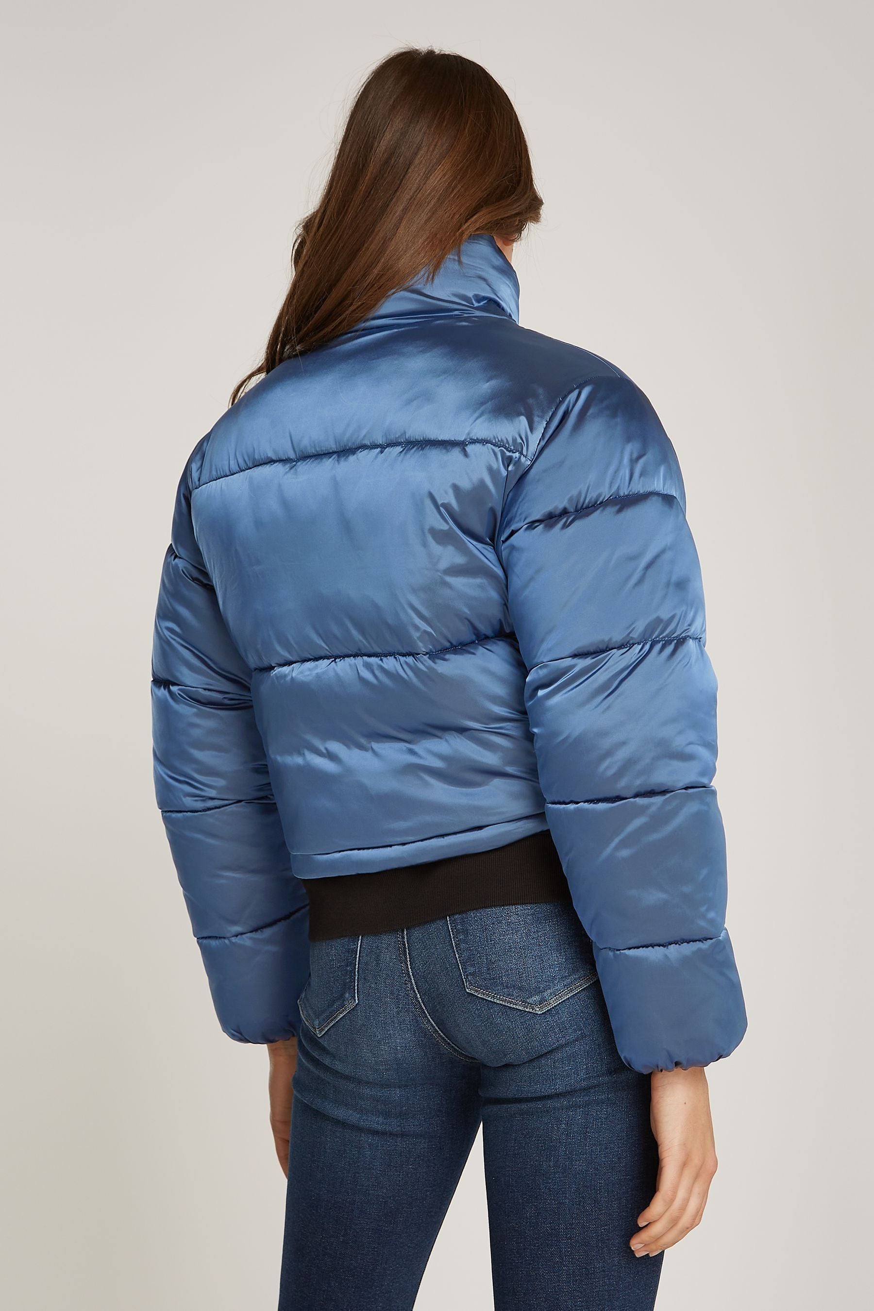Cropped shiny puffer coat hotsell