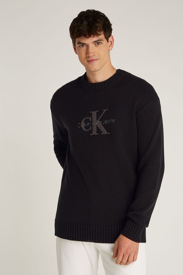 Calvin Klein Black Chenille Monologo Jumper - Image 2 of 6