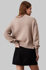 Calvin Klein Natural Intarsia Loose Jumper - Image 2 of 4