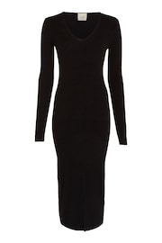 Calvin Klein Black Soft Rib V-Neck Midi Dress - Image 5 of 7