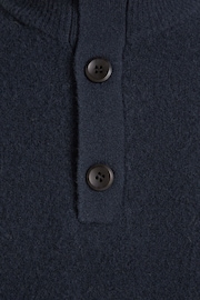 Calvin Klein Blue Technical Stretch Wool Button Quarter Zip Jumper - Image 6 of 6